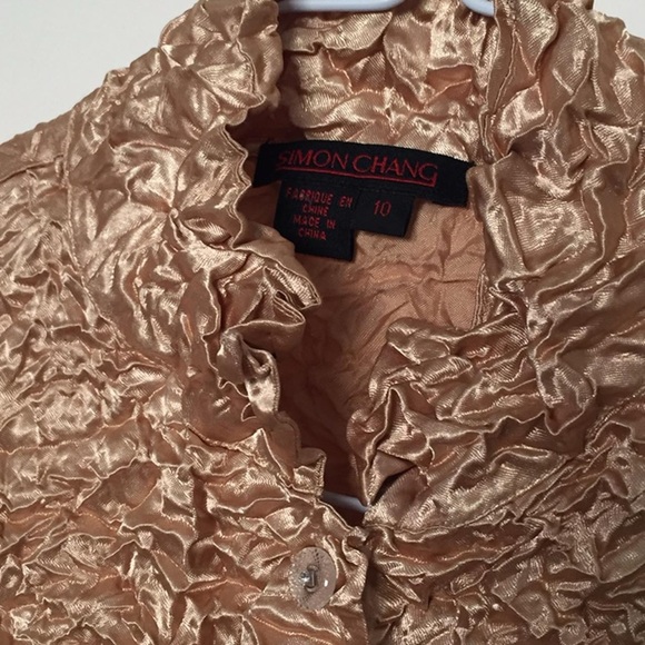Simon Chang gold crinkle top / shirt ✨ - Picture 3 of 3